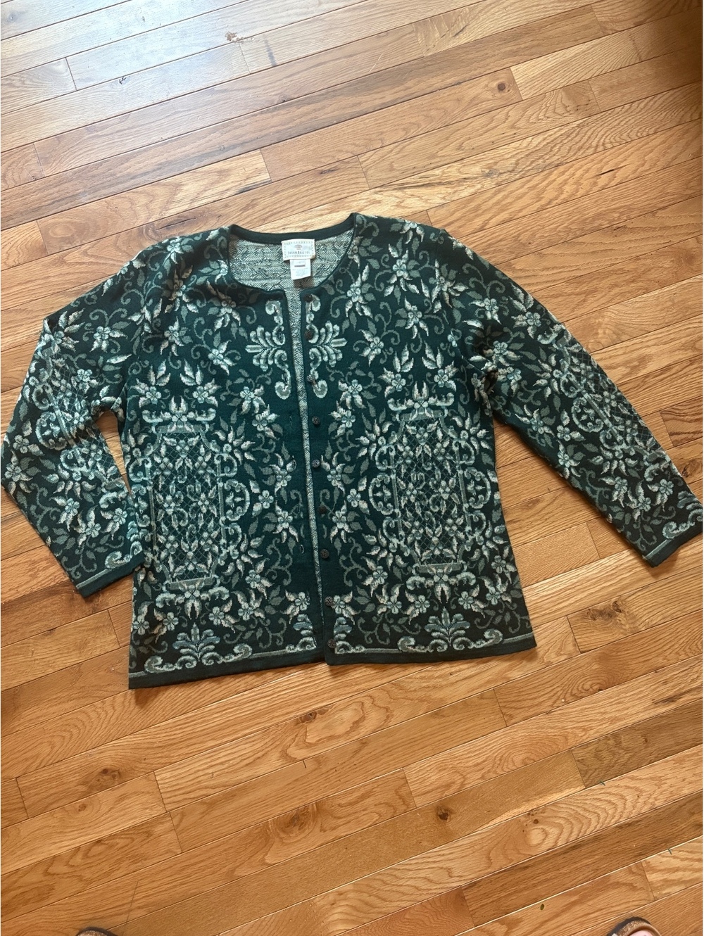 Vintage Susan Bristol dark green cardigan size L wool blend